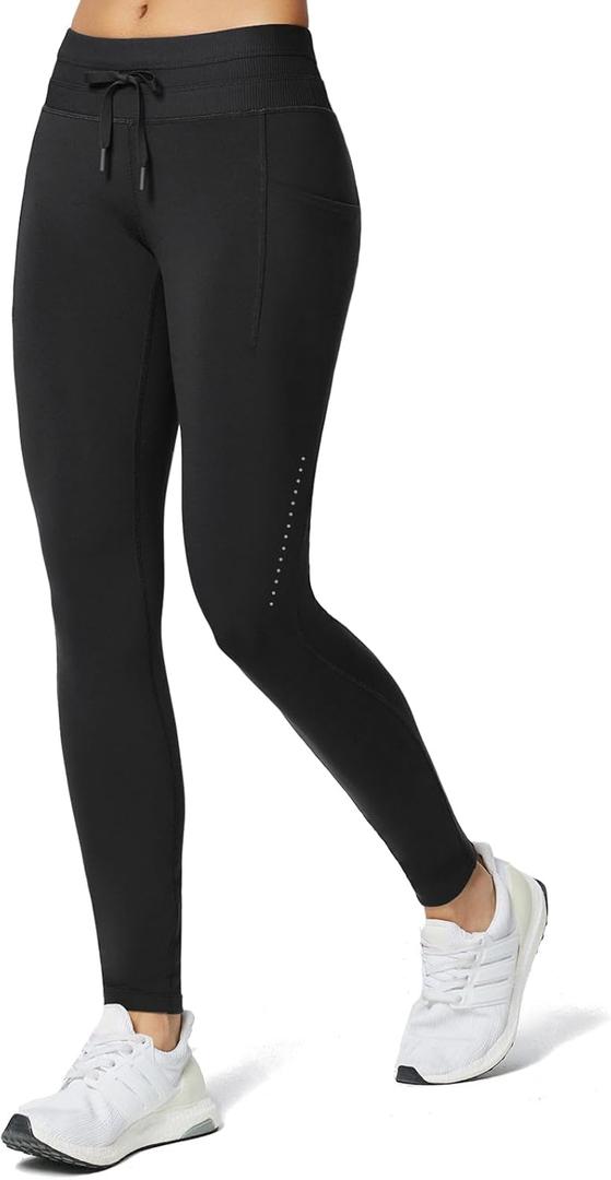baleaf Women's Fleece Lined High Waisted Leggings Water Resistant Thermal Warm Winter Tights Ski Hiking Pants with Pockets (Medium, Black)