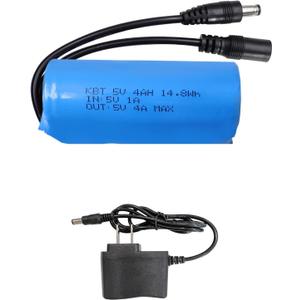 KBT 5V 4Ah Battery Pack with Charger & DC5521 Connector Cable for 5Volt Devices RC Car, Robot, DIY, LED Light Strip