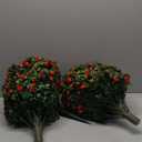 Set of 2 24" Artificial Boxwood Topiary Ball Trees with Red Rose, UV Resistant Fake Evergreen Shrubs Bushes Plants with Ground Spike Fake Plants for Outdoor,Indoor,Front Porch,Garden,Yard