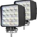 48W LED Work Lights 2PACK, 5500LM Super Bright Square LED Pods, 12V 24V Waterproof Flood Beam Driving Fog Lights for Offroad, Heavy Duty Pickup Truck, Tractor, ATV, UTV, Marine Boat