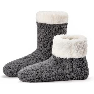 cosyone1997 Women's Fuzzy Slipper Socks with Non-slip Grippers, Cozy & Unique Gifts (Grey)