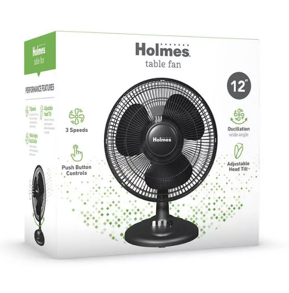 Holmes Table Fan 12" Black