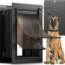 Dog Door for Wall, All Aluminum Large Doggy Door Doggie door, Pet Door Easy to Install, 2 Magnetic Flaps Energy Efficient, Wide Telescoping Tunnel for Interior & Exterior Walls, Pet Up to 110 Lb-Black