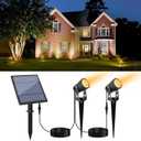 APONUO Metal Solar Spot Lights Outdoor with 9.8ft Cable Solar Powered Landscape Lighting Low Voltage IP65 Waterproof Auto On/Off for Outside Garden Yard Landscape Pathway Garage-Warm White(2-in-1)