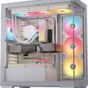 CORSAIR 3500X LX RGB Link Panoramic Mid-Tower PC Case – 3X Pre-Installed Fans, High Airflow, Spacious Interior, GPU Anti-Sag, Reverse Connection Motherboard Compatible – White