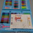 homicozy Art Supplies, Dinosaur Drawing & Coloring Set with Crayons, Colored Pencils, Markers, Sketchbook, Watercolor Cakes, Stencils, Arts and Crafts Painting Kit for Kids Ages 4-10, Girls Boys Gift