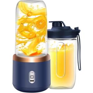 Personal Blender for Shakes & Smoothies, 400ml  2 To-Go Portable Cups & Lids, Easy Clean, High-Speed Mixer for Juices, Kitchen, Baby Food  Powerful Motor, Safe Double Tap (Purple) (Pink) (Blue)