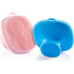 Silicone Face Scrubber for Men and Women， 2Pack Facial Cleansing Brush Silicone Face Wash Brush Manual Waterproof Cleansing Skin Care Face Brushes for Cleansing and Exfoliating (Blue_Pink)