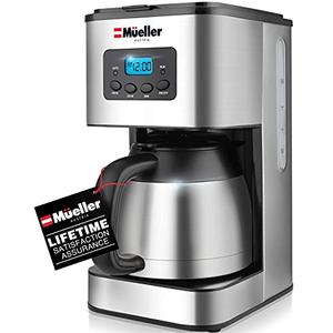 Mueller Austria Ultra Brew Thermal Coffee Maker, 8 cup (34oz) Carafe, Keep Warm, Auto Shut-Off, LCD Display Coffee Machine, Programmable, Delay Brew Function, Stainless Steel