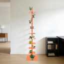 Sizcdiomk 9-Tier Narrow Spine Bookshelf, Modern Bookcase, Adjustable Vertical Bookshelf, Metal Rotating Bookshelf Tower for Home Office Living Room Bedroom (Orange)