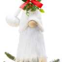 Gejoy Christmas Angel Gnome Tree Topper 9.8 Inch Large Christmas Santa Gnome Ornaments White Plush Angel Xmas Tree Decorations for Xmas Winter Holiday Party Indoor Outdoor Decor Gift