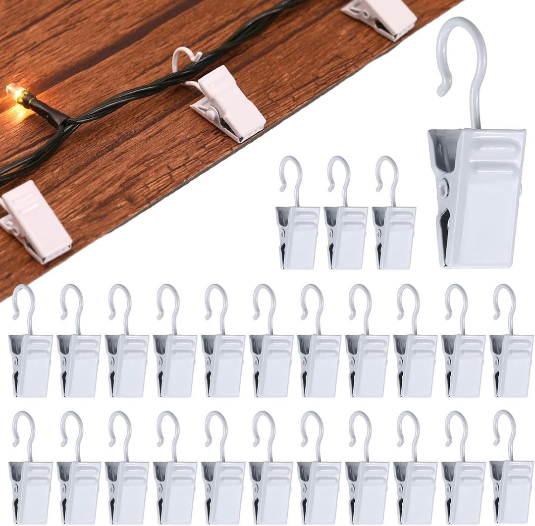 Gisafai Christmas Shingles Light Clips Asphalt Roof Light Clips Mini Gutters Hooks for Hanging Christmas Outdoor Decoration, Electroplated Iron(White,50 Pcs)