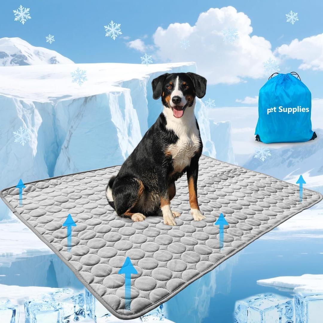 Dog Cooling Mat for Dogs, Pet Cooling Pad Bed for Dog Easy Washable for All Types of Pets and Perfect for Both Indoor and Outdoor Use, Including Car Seats 59" x 40" (B-Grey-1 Pc)