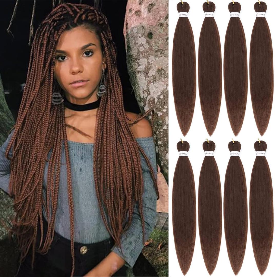 Alrence Pre Stretched Braiding Hair Long Braid 30 Inch 8 Packs Professional Braiding Hair Extensions Synthetic Crochet Twist Braids (30 Inch, 30#)
