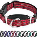 Hikiko Martingale Dog Collars Reflective Nylon Dog Collar with Quick Release Buckle Adjustable Training No Slip Dog Collar (Large, Red)