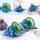 QFkris Glass Conch Statues, 8" Hand Blown Glass Seashell Art Figurine, Home Decor, Crystal Conch Shell Paperweight