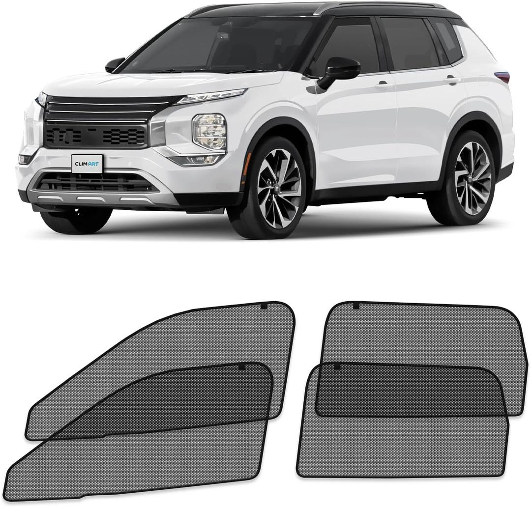 CLIM ART Magnetic Car Window Shades for Mitsubishi Outlander 2022-2026 Custom-Fit Sun Blocker Curtains, Side Window Covers, Essential Car Accessories for Camping, Baby and Privacy Protection - MS0140