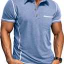 Men's Short Sleeve Polo Shirts Casual Button Collared T Shirt Classic Stylish Pullover Tee with Pocket (3X-Large)