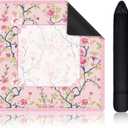 22 Inch Mini Chinoiserie Mahjong Mat for Travel Set Pink and White Floral Mahjong Mat Cute Small Domino Accessories Gifts Domino and Tile Game Table