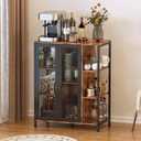Coffee Bar Cabinet with Storage, Liquor Cabinet Bar with 2 Visible Doors, Small Coffee Station Cabinets, Farmhouse Industrial Buffet Sideboard Cabinets for Home Kitchen, Dining Room, Living Room