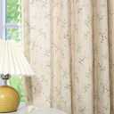 Floral Curtains Farmhouse Curtains for Living Room 84 Inch Length Linen Floral Patterned Curtain Rod Pocket Bedroom Drapes with Tassel, 2 Panels