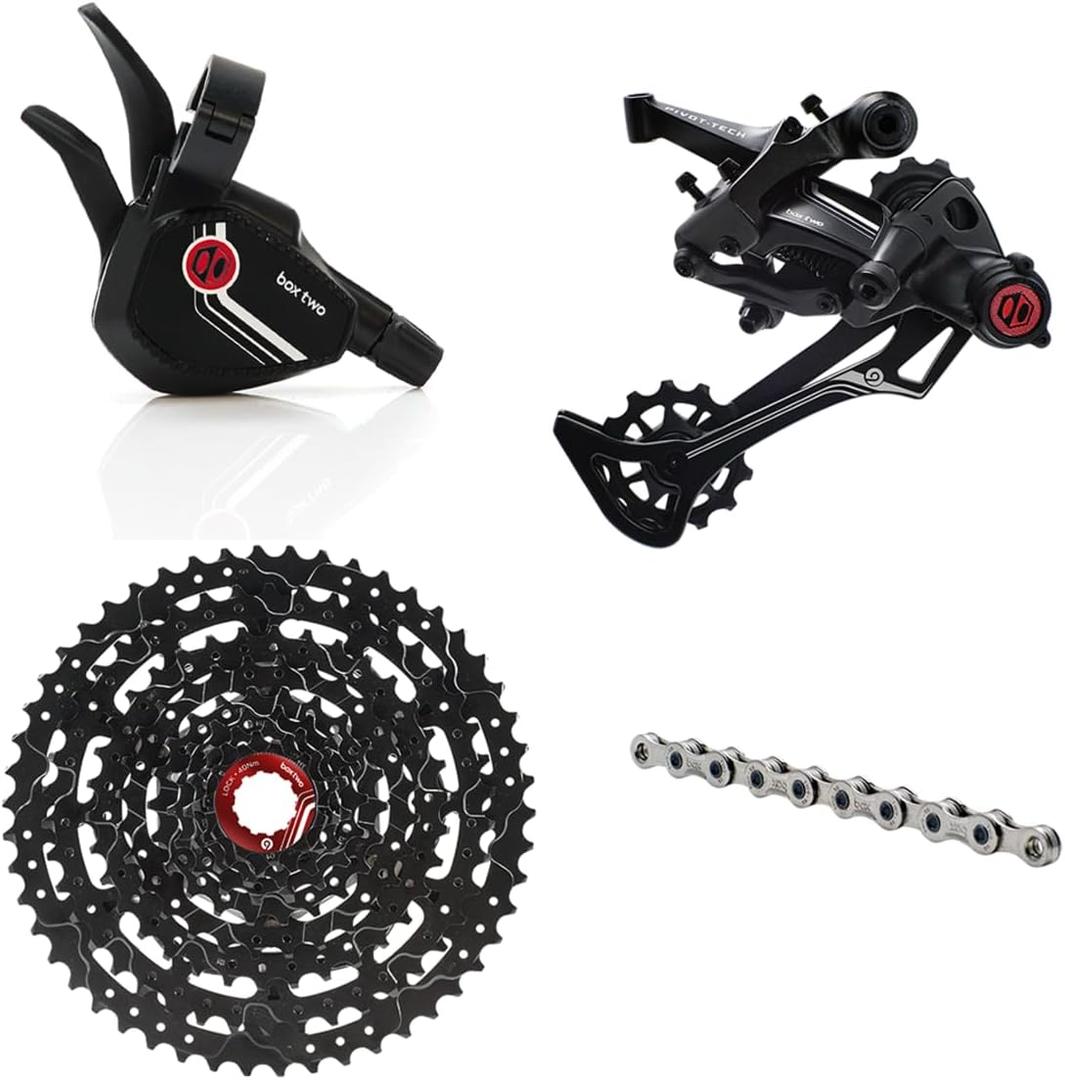 Box Two Prime 9 Multi Shift Non E-Bike, Single Shift E-Bike Cycling Groupset 9 Speed 1x Drivetrain Shifter, Rear Derailleur, Freehub Bike Cassette, Chain | Box Components Size: 11-50T X-Wide Multi Shift Non E-Bike Groupset