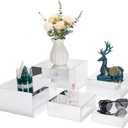 Jolboldy Acrylic Risers for Display 4 Pcs, Food Risers for Party Silver Display Stands Box Nesting Display for Jewelry Bag Cosmetics Catering Dessert Collectibles
