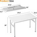 Need 39.4 Inch Folding Desk for Small Spaces, Home Office Computer Desk with White Wood Top & Metal Frame, Foldable Writing Table for Study, Bedroom, Dorm Room & Student