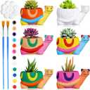 Pasimy 6 Set DIY Ceramic Succulent Planter Pots Paint Your Own Flower Pots Craft Kit Unpainted Bisque Paintable Flowerpot with Brush Palette Ready to Paint for Family Activity Gift(Turtle)