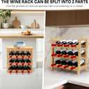 Wine Rack Free Standing Floor, 6-Tier 24 Bottles Display Wine Storage Shelves with Table Top, Easy-Assembly Freestanding Bamboo Wine Racks for Kitchen Dining Room Bar, Natural