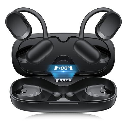 Open Ear Headphones, Open Ear Earbuds, IPX7 Waterproof, Bluetooth 5.3 True Wireless Sports Over Ear Earbuds with Earhooks, Built-in Mic, Crystal-Clear Calls for Running Workout Cycling Driving