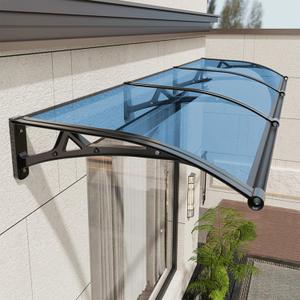 Awning for Door Entrance, Window Awnings Exterior with Aluminum Bracket, UV, Rain & Snow Protection, Durable Polycarbonate Canopy for Entrance, Balcony, Garage, Blue 60x120cm/24x47in