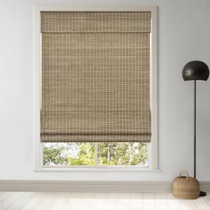 LazBlinds Cordless Bamboo Roman Shades, Privacy Blinds for Interior Windows, Room Darkening Roll Up Bamboo Blinds for Home & Patio, 33.5" W x 64" H, BDP-Driftwood