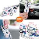 GiiKa for Galaxy S22 Ultra Case, Clear Girls Women Heavy Duty Shockproof Protective Hard Phone Cover Case for Samsung Galaxy S22 Ultra, Pink Blue Flowers