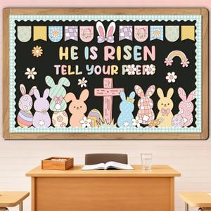 2 x Easter Bulletin Board Decorations - Bunny Egg Classroom Decorations Set Rabbit Paper Cutouts Bulletin Board Decor School Office Wall Decor Supplies