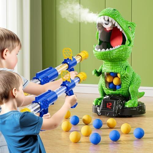 NIPLOOOW Dinosaur Shooting Toys for Kids 3-5 Years, Movable Target Shooting Games with 2 Air Pump Launcher, Interactive Competition Game Gift for Boys and Girls Ages 3 4 5 6 7 8 Years Old