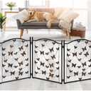 Freestanding Metal Folding Pet Gate, Portable 3 Panels for Dog & Cat Security, Foldable Enclosure Gates for Puppies, Indoor & Outdoor Safety for Pets
