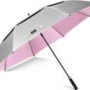 NINEMAX UV Potection Golf Umbrella, 51/54/62/68 Inch UV Umbrellas for Sun Blocking Large Windproof for Rain (Silver-Pink)
