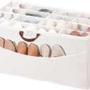 STO STO Shoe Organizer for Closet, Fits Up to 16 Pairs, XL Shoe Box Containers with Adjustable Dividers, Clear Cover Shoe Storage Bins, Stackable Space Saving Shoes Holder for Shoes and Boots, Beige