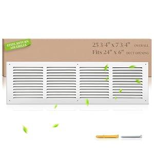 24x6 Steel Return Air Grille, HVAC Vent Cover Fits 24"W x 6"H Duct Opening