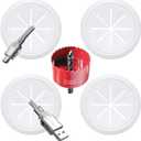 TV Cord Hider for Wall Mounted TV, 2-3/8"(60mm Hole) Wire Hider in Wall Cable Management Kit, Includes 4 Pass Throughs and 1 Hole Saw Drill Attachment Easy to Install