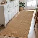 Runner Rug  Boho 2x5 ft Hallway Runner Rug,Braided Design Neutral Entryway Rug with Rubber Backing,Tan Brown,Machine Washable,Solid Faux Jute Rug,for Bedroom,Bathroom,Non-Slip