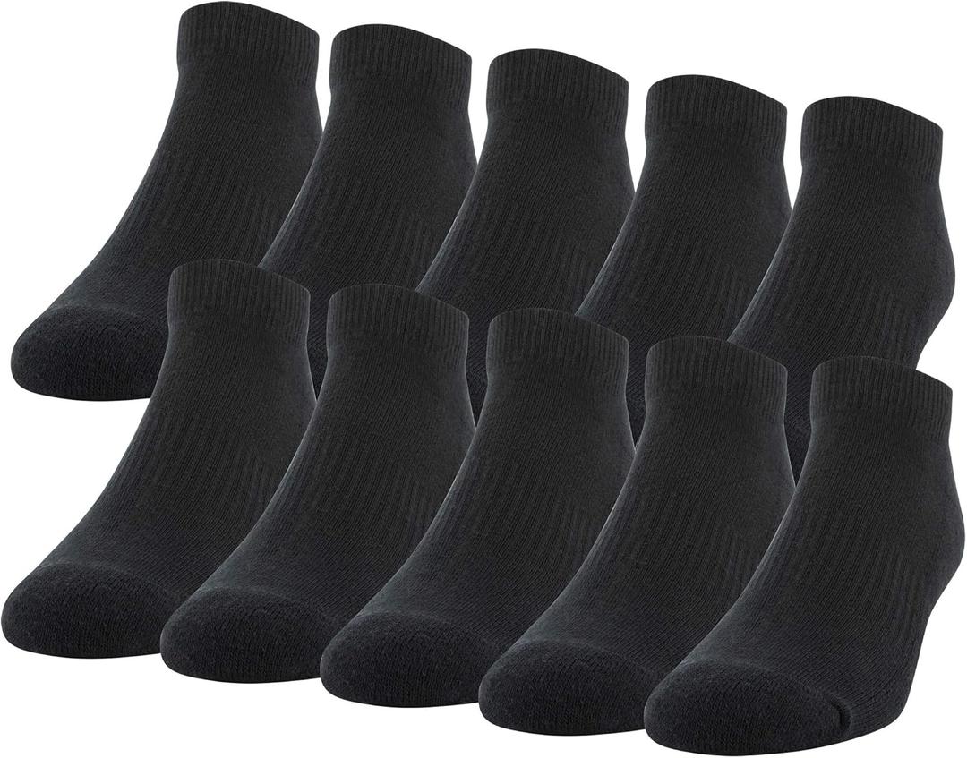 Gildan Men's Active Cotton Low Cut Socks (10-Pairs) (Black)