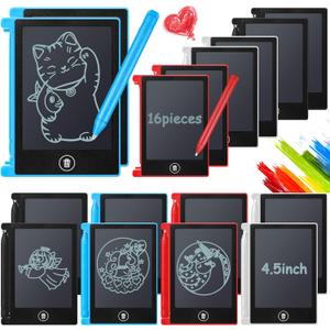 Nezyo 16 Pieces 4.5 Inch Mini LCD Writing Tablet for Kids Electronic Doodle Board Colorful Drawing Tablet Bulk Erasable Writing Pad Reusable Learning Gift for Girls Boys Party Favor(Mix Colors)