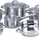 12-Piece Stainless Steel Cookware Sets with Glass Lid