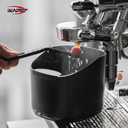 IKAPE Espresso Kit 3 IN 1, Espresso Knock Box, Cleaning Towel & Brush for Barista-Grade Maintenance - Black Espresso Machine Coffee Puck Disposal Box