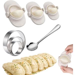 Dumpling Maker Set with Dough Cutter, Easy One-Press Dumpling & Pastry Press Mold for Home Cooking, No Leaking, Secure Seal, 3 Sizes (4", 3", 2.6")
