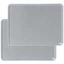 KVK Silicone Placemat for Toddles Kids Non-Slip Reusable Portable Baby Placemats for Restaurant Stain-Proof Children Food Mats Eating Table Mat 2 Pack (Silver Gray)