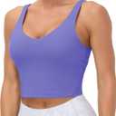 THE GYM PEOPLE Womens' Sports Bra Longline Wirefree Padded with Medium Support (Medium, Bright Purple)