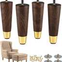 7 Inch Wood Furniture Legs, Cone Sofa Legs Set of 4, Mid Century Modern Desk Feet, Replacement for Legs for Furniture or DIY Projects- Sofa Legs, Chair, Ottoman, Stool, Coffee Table, Bed, Etc